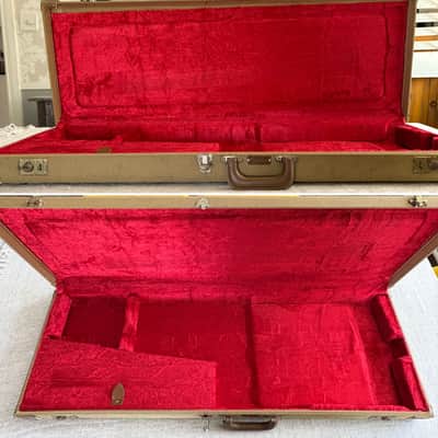 1990’s Fender Tweed Hardshell Case Fits Stratocaster / Telecaster Plush Red Interior image 20