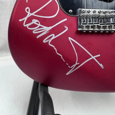 Fender  Stratocaster  2000s  - Red Satin Electric Guitar Signed By Rod Stewart Certified By JSA image 4