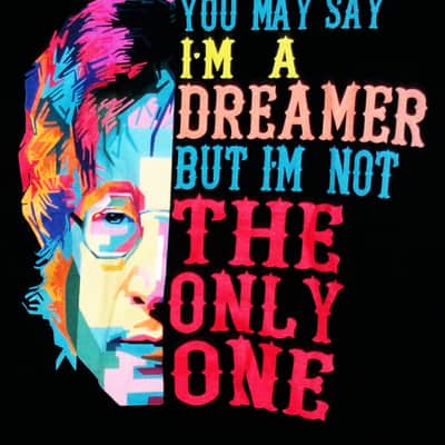 john lennon you may say i'm a dreamer MINT vintage M tee - beatles yoko imagine rock new york epiphone love image 1