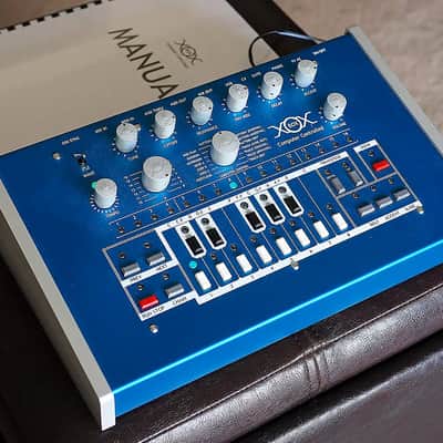 Custom x0xb0x by Andy Pledger. Blue metal with green LEDs. TB-303 style analog synthesizer sequencer image 3