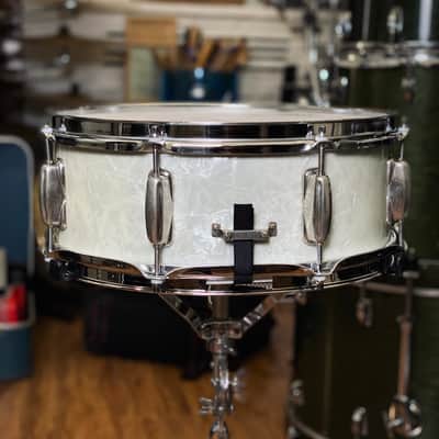 Slingerland 5.5x14 8-Lug Special Student Snare Drum – White Marine Pearl (1956–1959) image 5