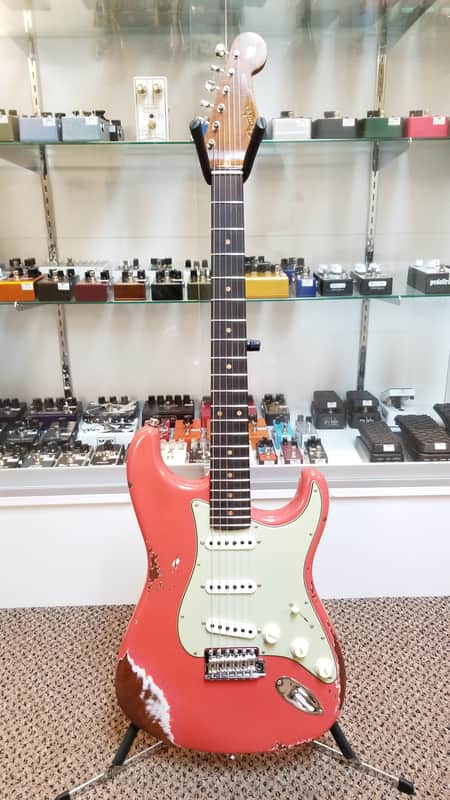 used 2025 Fender Custom Shop GT11 Heavy Relic Stratocaster with Brazilian Fretboard in Aged Tahitian Coral, Excellent Condition with OHSC & Paperwork!