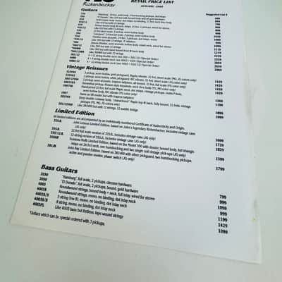 Rickenbacker Foldout Catalog & Price List Set 1990 image 9
