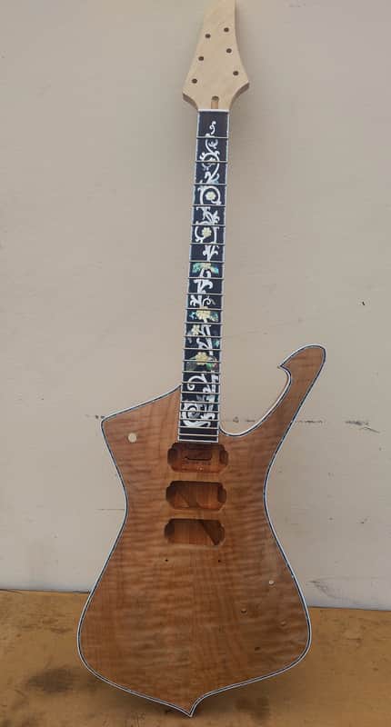 Christopher Scott Iceman figured flame maple solid top , Mahogany , unfinished guitar unfinished body , unfinished guitar DIY image 1
