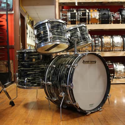 1969 Ludwig Hollywood in Black Oyster Pearl 14x22 8x12 9x13 16x16 image 1