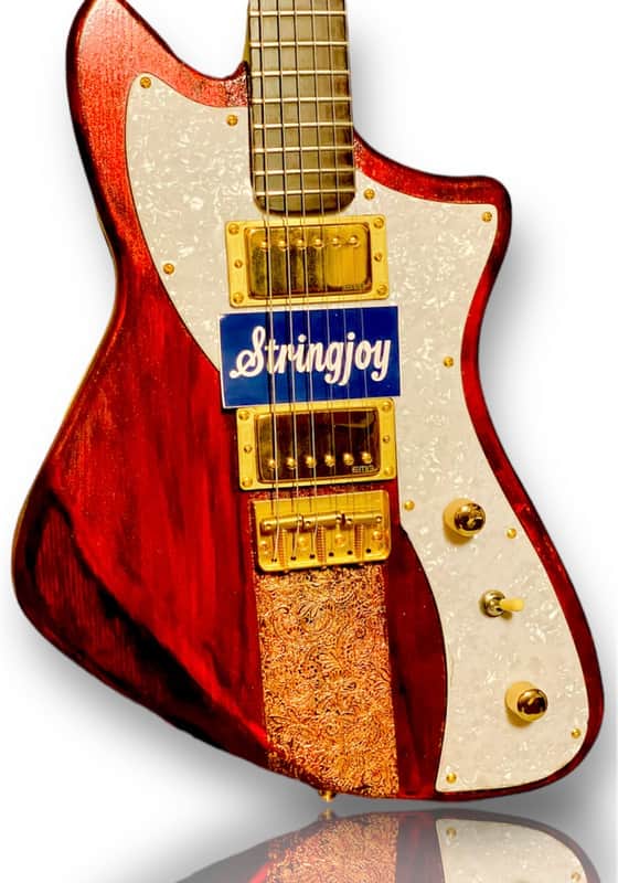 Outlaw Guitar Company Pine Meteora  with Solid Rosewood Neck - Worn Candy Red Custom USA Made Guitar-July 2022 image 1