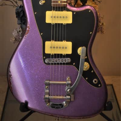 American Fender Jazzmaster Limited Edition Custom Heavy Relic Nitro Purple Sparkle image 21