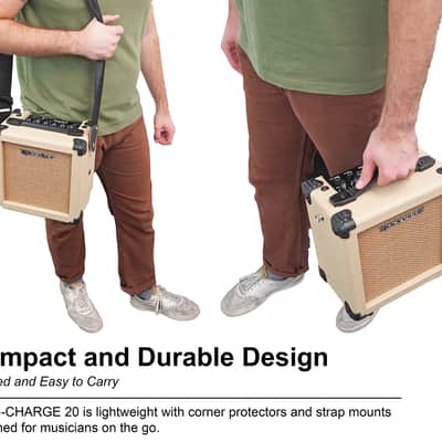 Rockville G-CHARGE 20 BEIGE Rechargeable Guitar Amplifier Spring Reverb+Mic Input image 8