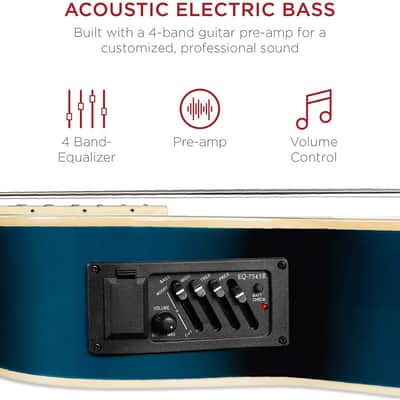 Full Size 4 String Acoustic Electric Bass Guitar Fretted Bass Guitar Blue image 3