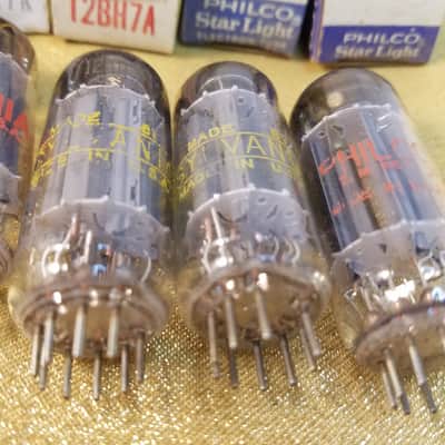 Sylvania ONE (1) 12BH7A tNOS AT1000 TESTED Balanced! PI Vacuum Tube grey ridged 12BH7 dual triode 1964-1976 image 3