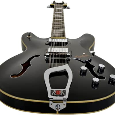 Hagstrom HSVIDLX1209 Electric Guitar, Viking DLX, Black Gloss, 12-string image 2