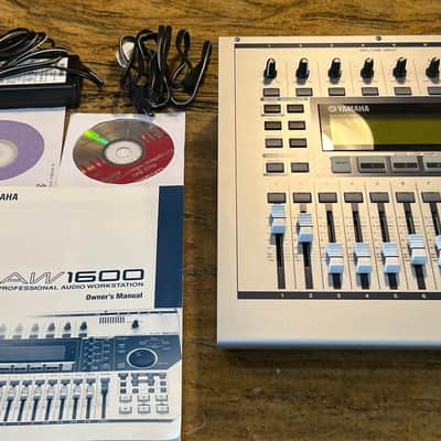 Yamaha AW1600 Professional Audio Workstation 16-Track Digital Recorder 2000s - Silver with 2 E-MU PM5 monitor speakers image 2