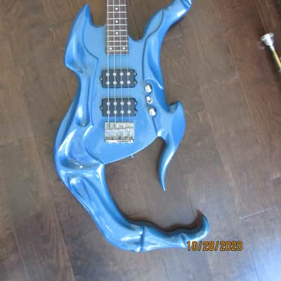 Bass guitar, Custom hand carved. 2019 Blue image 2