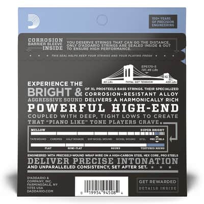 D'Addario D'Addario EPS170 5 Reg Light ProSteels Electric Bass 5 String Bass String Set image 3