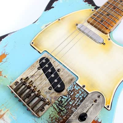 1992 Fender MIM Telecaster Customized by East Gloves Guitars in Relic Daphne Blue Finish image 11