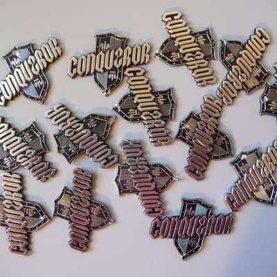 Vintage 1960's Japan "Conqueror" Headstock Badge/Emblem/Logo 1960's Silver/Black DISTRESSED/DAMAGED image 2