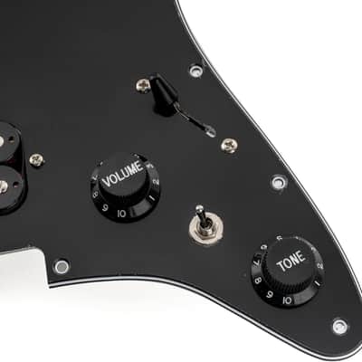 Pro-SE ST-HH-OMHA Pre-wired Pickguard with Alnico 5 Humbuckers Mini Toggle Switch for Strat Style Electric Guitar, 3Ply Black image 3