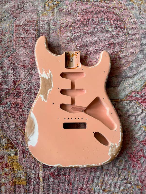 MJT Stratocaster Body - Relic Nitro Shell Pink | Reverb