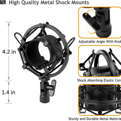 Desktop Mic Stand, Adjustable Table Microphone Stand with Shock Mount and Foam Windscreen for Audio Technica image 3