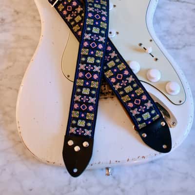 Vintage 70s Purple 'Woodstock' Guitar Strap Replica image 5