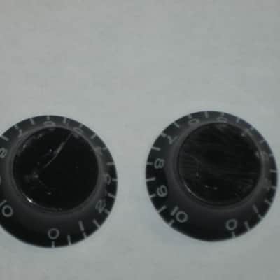 one pair (2 individual knobs) used relic'd genuine Gibson Black TOP HAT Knobs (model PRHK-010) knobs have some visible imperfections from use (the other two knobs from the from the PRHK-010 set are NOT included) image 20