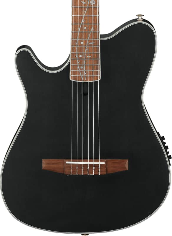 Ibanez TOD10NL Tim Henson Signature Left-Handed Thinline Acoustic-Electric Classical Guitar, Solid Spruce Top, Transparent Black Flat image 1