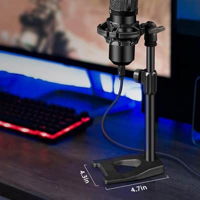 Desktop Microphone Stand, Mic Stand Desk Table With Weighted Base Shock Mount Mic Clip 3/8" To 5/8" Adapter Adjustable Height For Hyper X Quadcast Fifine K669B At2020 Sm58 Pga48 image 5