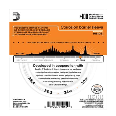 D'Addario EJ88B Nyltech Ukulele, Baritone Ukulele Strings image 2