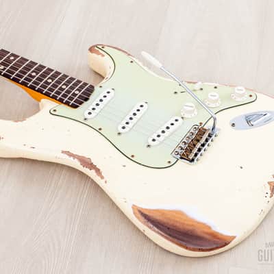 2023 Fender Custom Shop 1961 Stratocaster Heavy Relic Olympic White w/ Case, CoA image 8