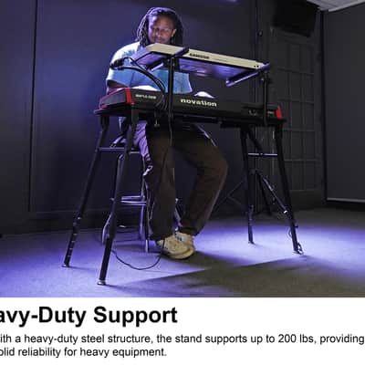 Rockville PKS44 2-Tier Keyboard/DJ Stand+Table Attachment+Gooseneck Mic Stand image 7