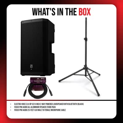 Electro-Voice ZLX-8P-G2 8-Inch 2-Way Powered Loudspeaker with Bluetooth (Black) Bundle with All-Aluminum Speaker Stand Pack and 25-Feet XLR Male to Female Microphone Cable image 7