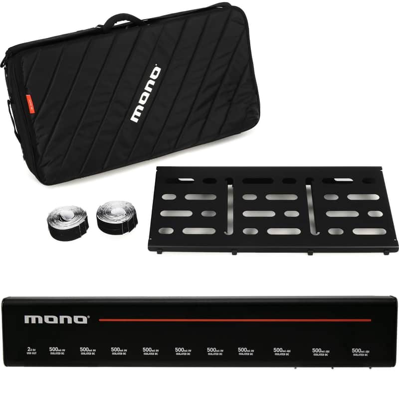 MONO Pedalboard Large With Pro Accessory Case 2.0 and 11-outlet Isolated Power Supply - Black image 1