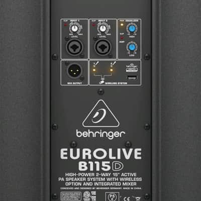 Behringer B115 D Eurolive Cassa Attiva Amplificata 1000 Watt Woofer 15″ Equalizzatore 2 Bande 2 Ingressi + Wireless Ready image 3