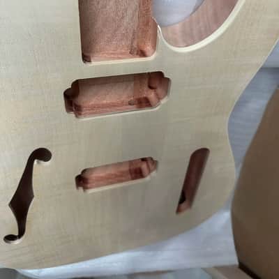 Unfinished Mahogany Wood Guitar Telecaster Tele Style Body with Tiger Maple Top image 5