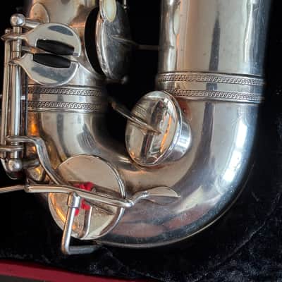 1931 Selmer Paris "Cigar Cutter" Super Sax Alto Saxophone, Silver Plate image 3