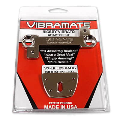 Vibramate V7 6" silver bolt on Bigsby B7 tremolo Adapter 4 Les Paul Body Style, no holes/mods needed image 1