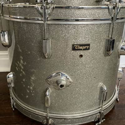 1960’s-1970’s Tempro 3 Piece Drum Kit Silver Sparkle Pearl Stencil Japan 20 / 14 / 12 image 6
