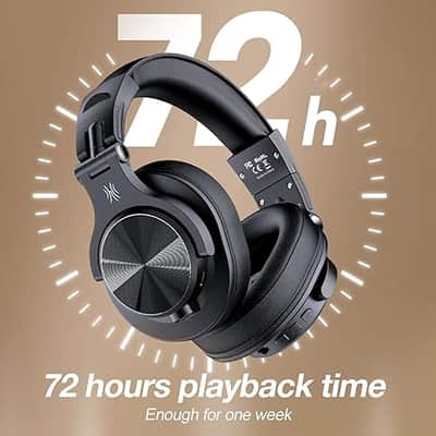 A70 Bluetooth Over Ear Headphones, Wireless Headphones w/ 72H Playtime, Hi-Res, 3.5mm/6.35mm Wired Audio Jack for Studio Monitor & Mixing DJ Guitar AMP, Computer Laptop PC Tablet - Black image 2