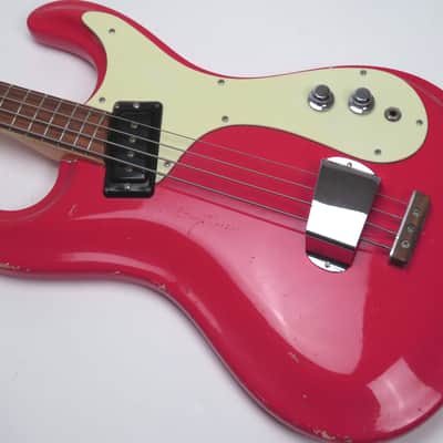 Mosrite Ventures Bass 1965 Custom Color Strawberry Red image 7