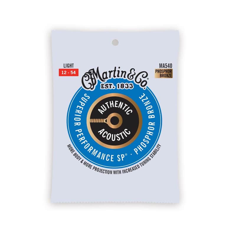 Martin MA540 Authentic Acoustic Superior Performance 92/8 Phosphor Bronze Guitar Strings, 12-54 Light image 1