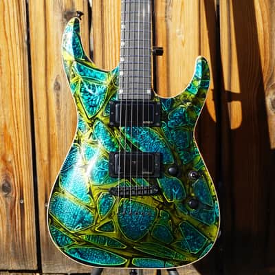 ESP USA Horizon-II Psychedelic Flame 6-String Electric Guitar w/ Black Tolex FF Case image 4