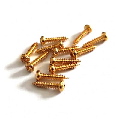 12 Standard Gold Screws for machine heads 2,1 mm x 10 mm