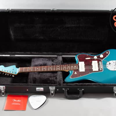 2025 Fender Japan MIJ FSR Hybrid II Jazzmaster Satin Ocean Turquoise Metallic Matching Headstock image 2