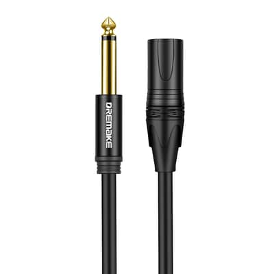 3-Pin XLR Male to TS 1/4 (6.35mm) Mono Jack Male Unbalanced Microphone Interconnect Cable, Quarter Inch to XLR Mic Audio Cord for Mixing Boards, Studio Harmonizers - Black/20 Feet image 2