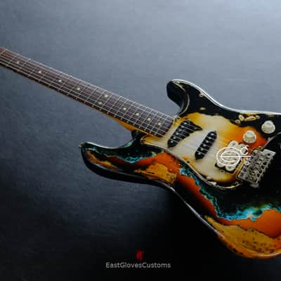 Fender Stratocaster Black/Blue over Sunburst Inspired by Joe Strummer Aged Heavy Relic (RARE) image 2