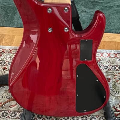 Mike Lull M6 custom left-handed 6-string bass 2023 - translucent red image 6
