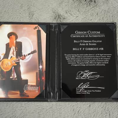 2014 Gibson Billy Gibbons Pinstripe Les Paul Goldtop, Aged / Signed image 5