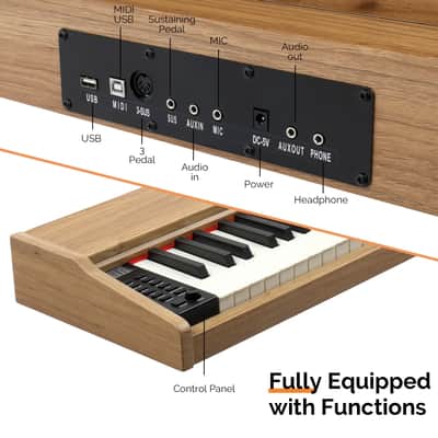 Glarry 88-Key Semi-Weighted Keybed Digital Piano - Nature image 3