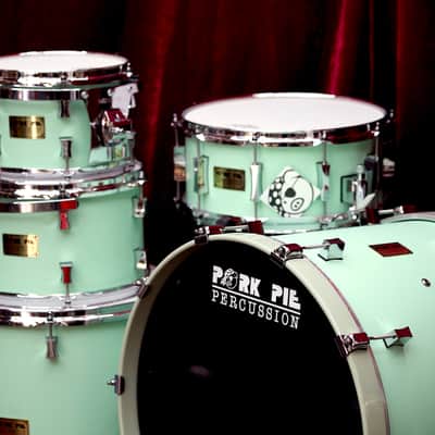 Pork Pie Percussion 5-Piece Custom 8-Ply Maple Drum Set (10/12/16F/22B/6.5x14S) in Sea Foam Green image 2
