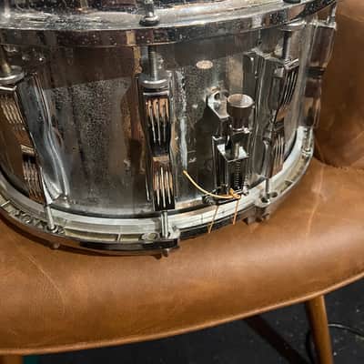 RARE Ludwig Coliseum Chrome (12 lug) snare 70s Blue/Olive badge - Chrome Over Wood image 3